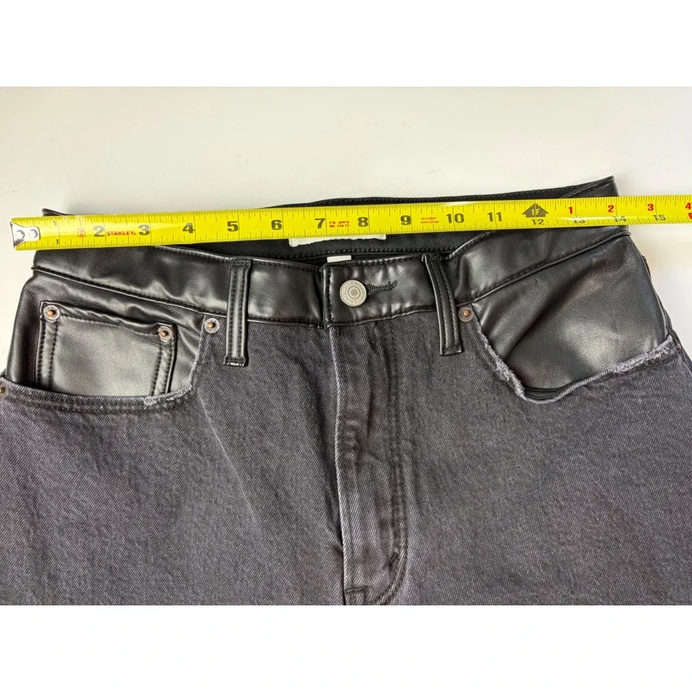 Abercrombie & Fitch 90s Relaxed Jean Leather Trim High Rise Black 29/8S Grunge